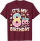 It's My 8th Birthday Boba Lover Fun Kids Party Celebration T-Shirt - T-Shirt | Maroon