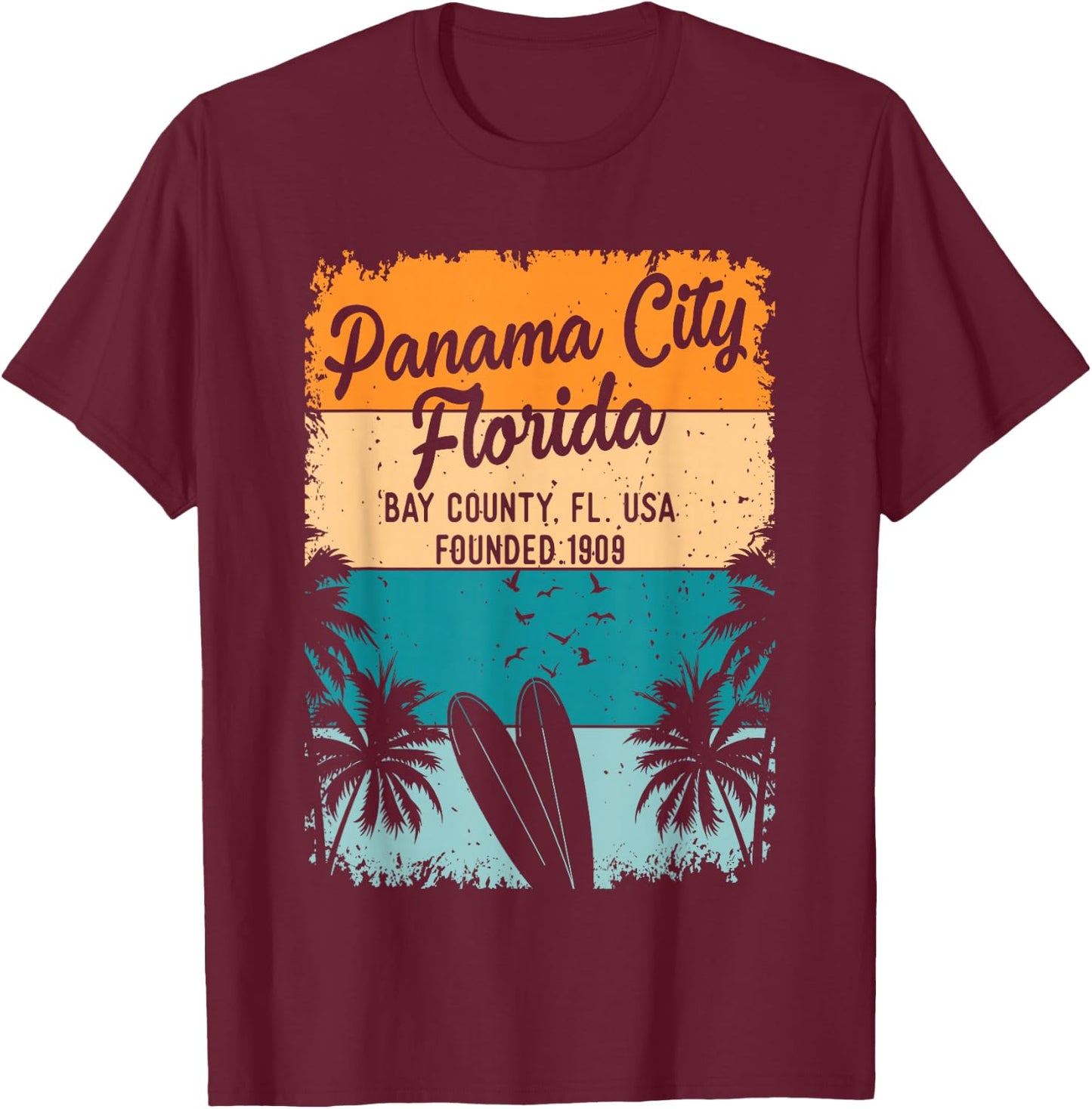 Panama City Beach Florida FL Souvenirs Gifts Men Women Kids T-Shirt - T-Shirt | Maroon
