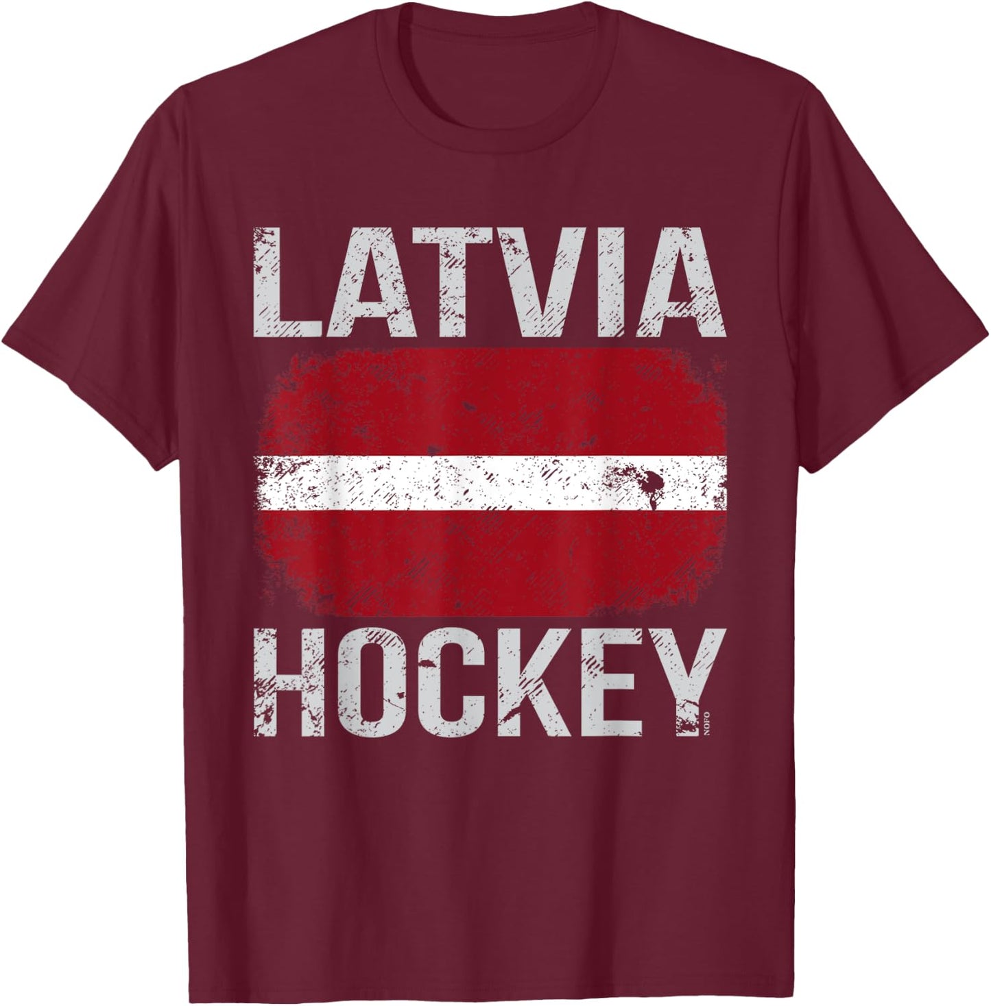 Latvia Hockey, Latvian Flag T-Shirt - T-Shirt | Maroon