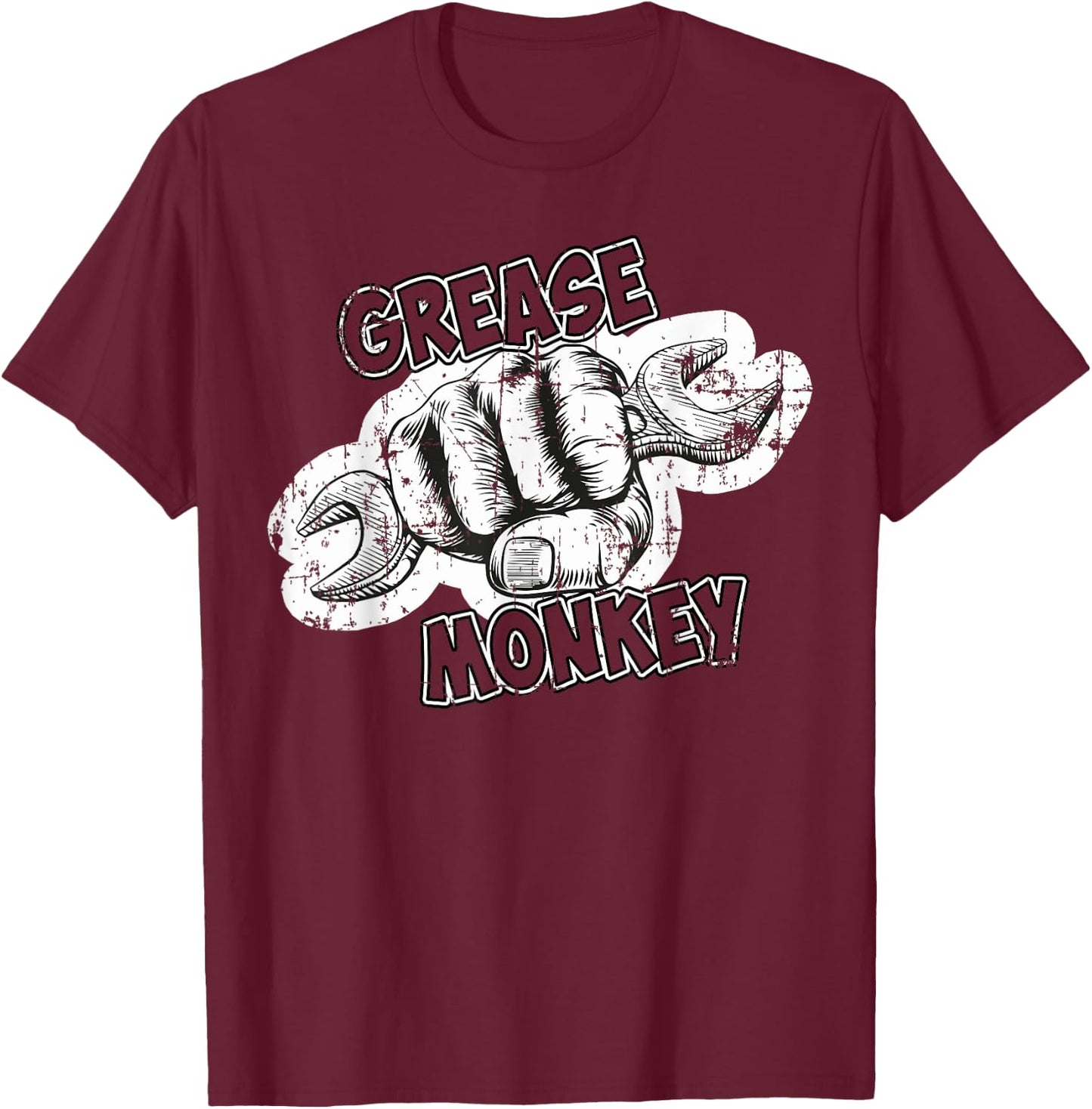 Grease Monkey Wrench Auto Mechanics T-Shirt - T-Shirt | Maroon