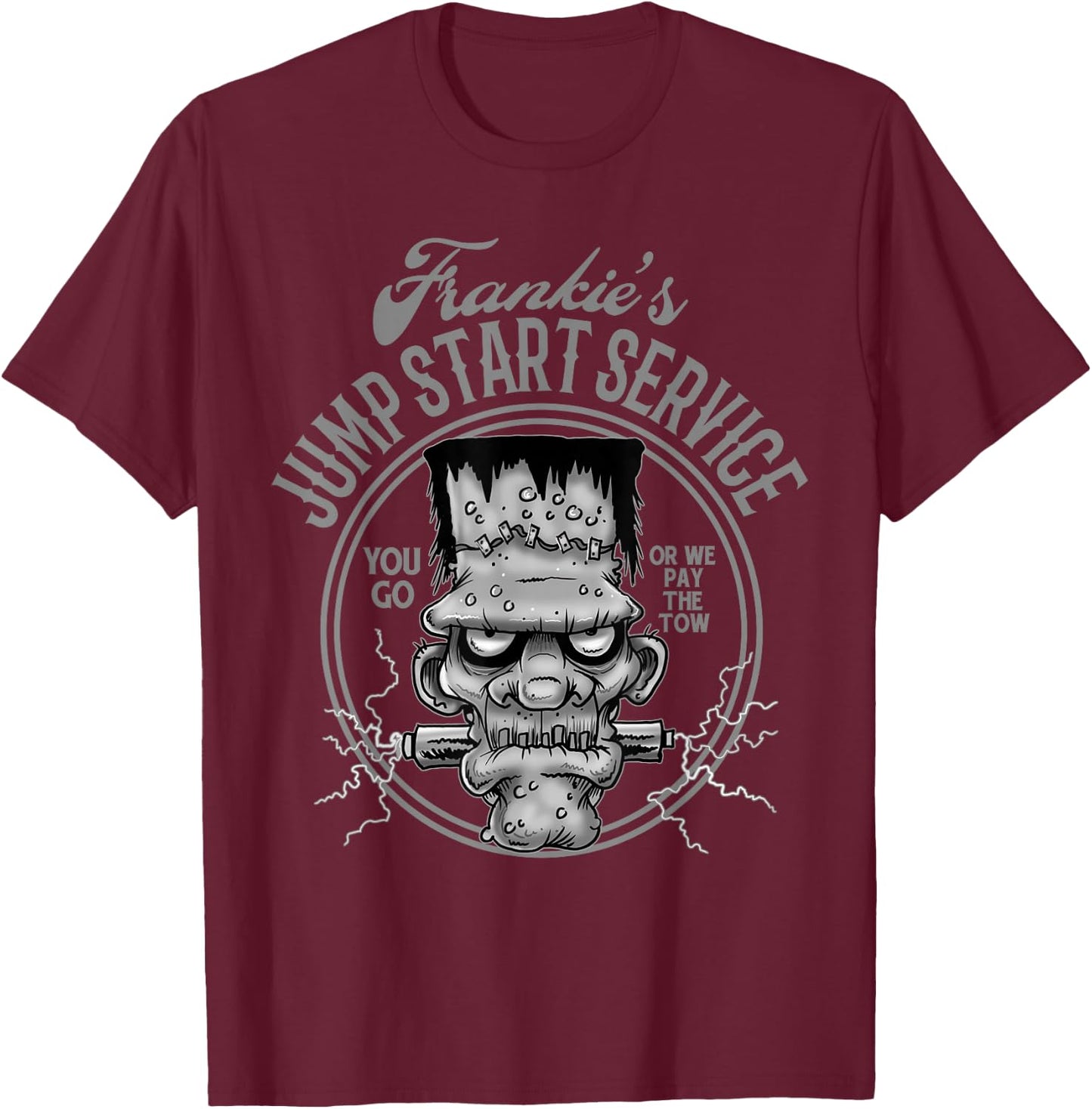 Frankie's Jump Start Service Hot Rod Rat Rod T-Shirt - T-Shirt | Maroon