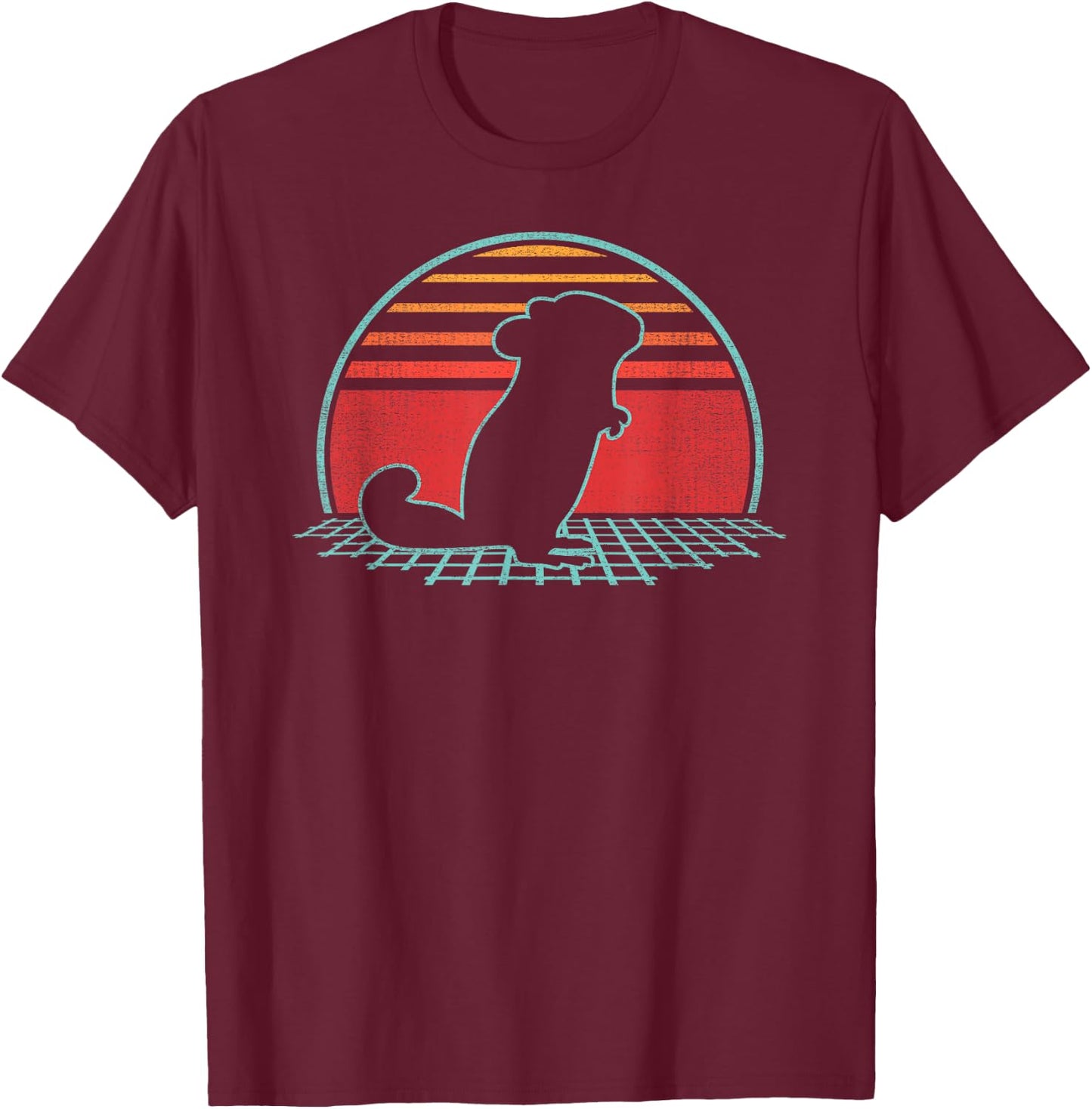 Chinchilla Lover Animal Retro Vintage 80s Style T-Shirt - T-Shirt | Maroon