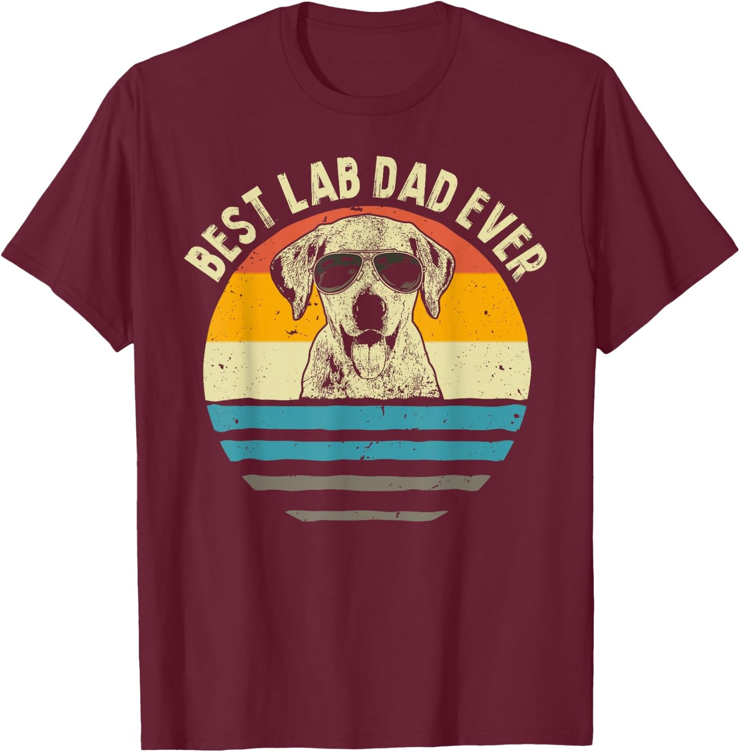 Best Lab Dad Ever Labrador Dad Vintage Gift T-Shirt - T-Shirt | Maroon