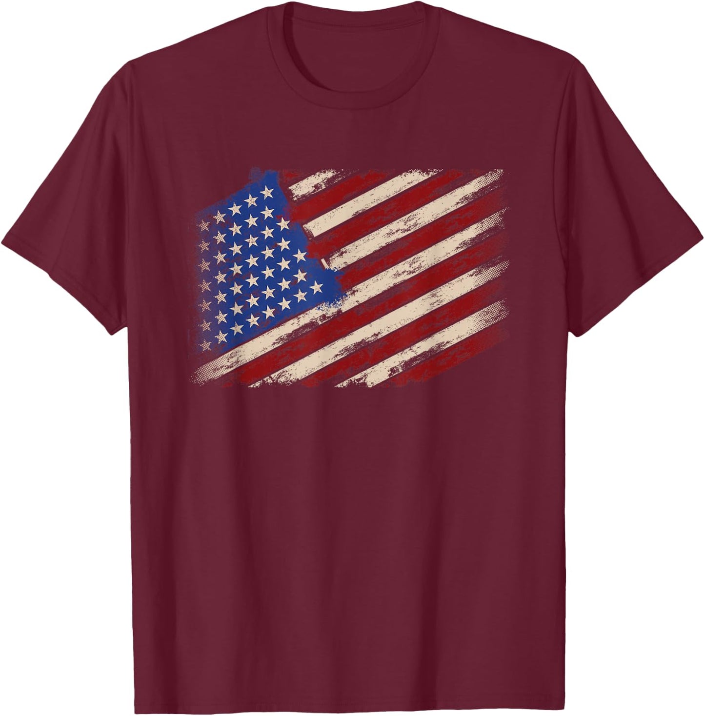 Distressed American Us Flag Vintage Retro Look 4th of July T-Shirt - T-Shirt | Maroon