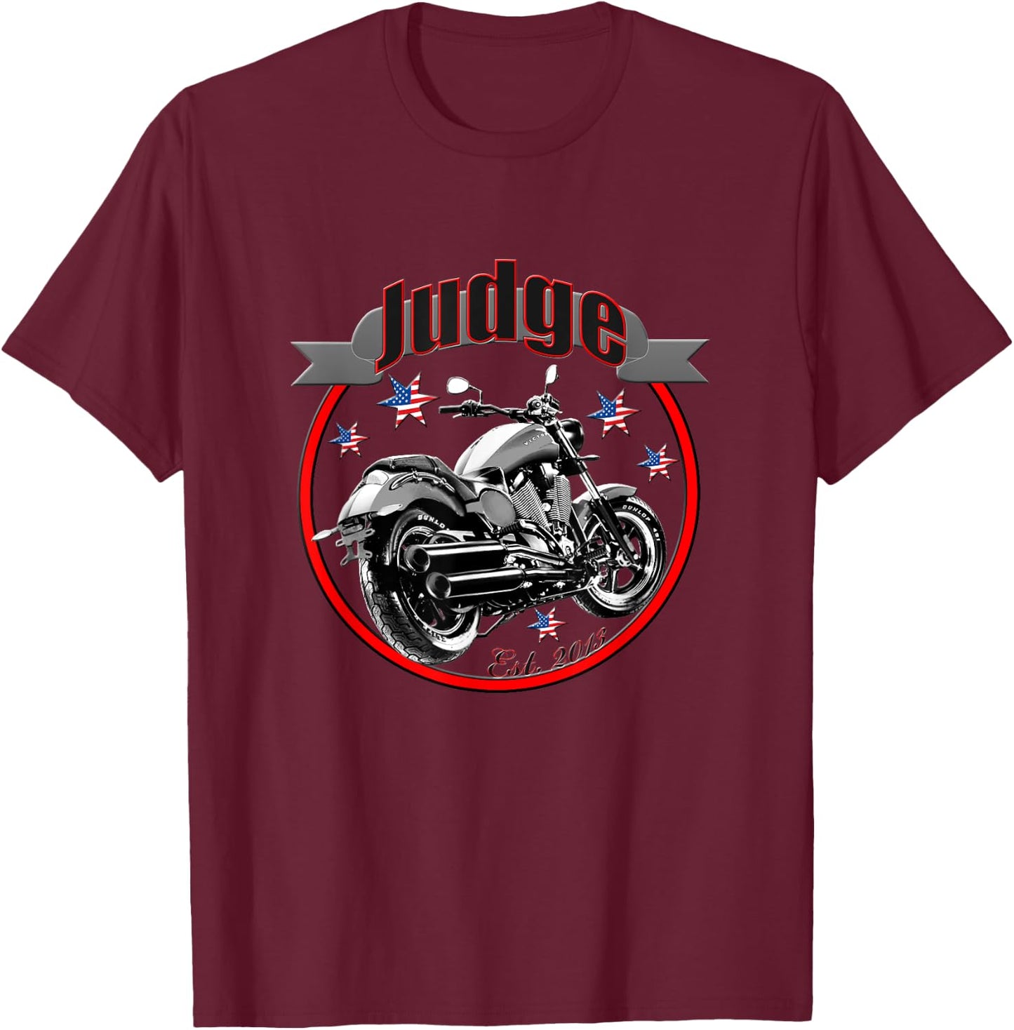 Victory Judge U.S.A. Star Motorcycle T-Shirt - T-Shirt | Maroon