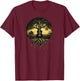 Acoustic Guitar Tree Lake Nature Folk Music Graphic T-Shirt - T-Shirt | Maroon