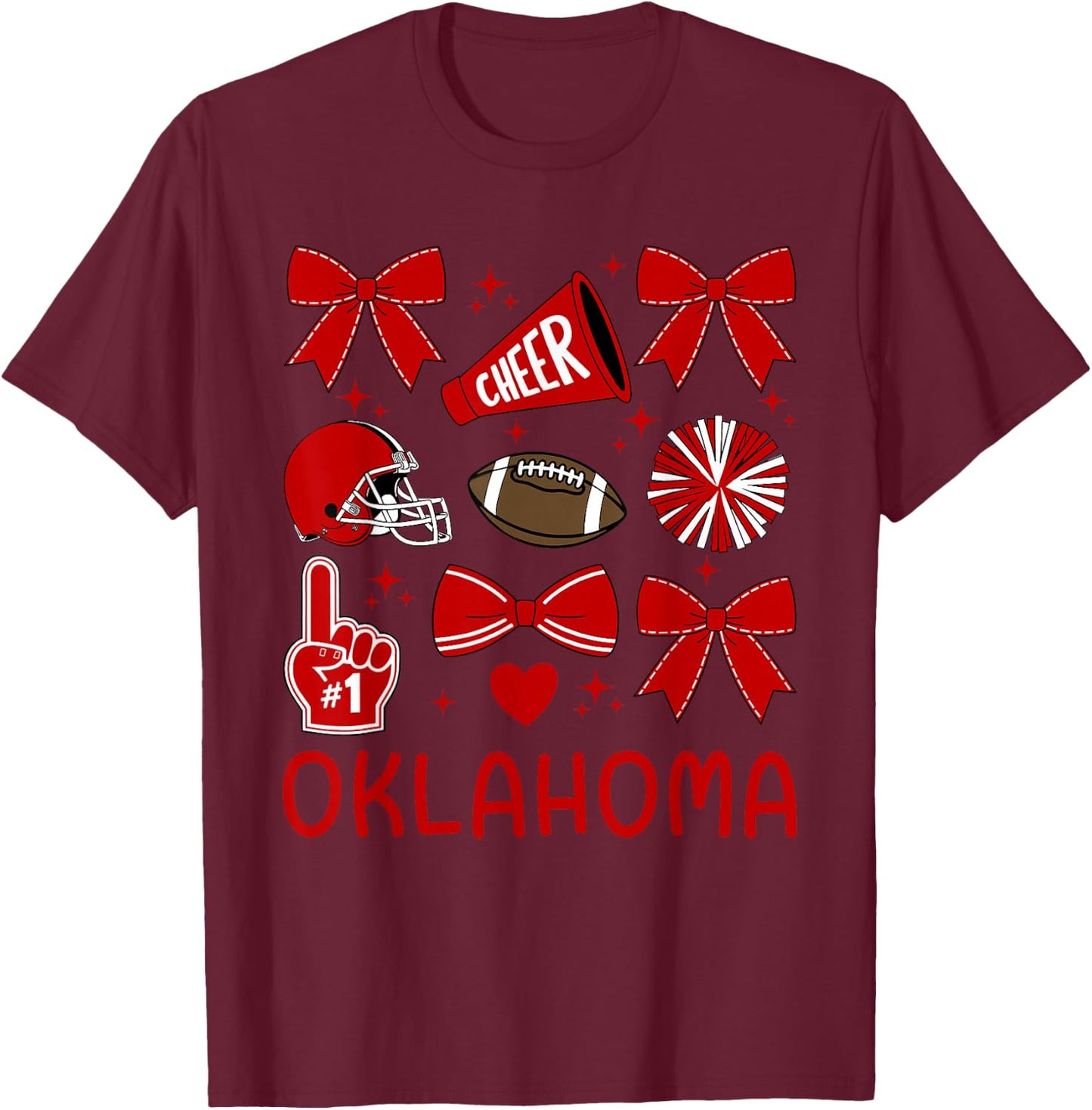 Oklahoma Women Girls Toddler Sister Bow For Oklahoma Lover T-Shirt - T-Shirt | Maroon