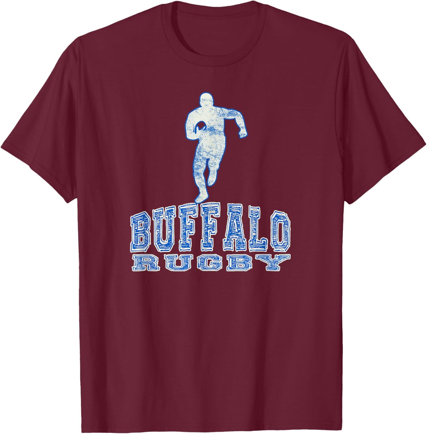 Vintage Buffalo Rugby with Rugby Player T-Shirt - T-Shirt | Maroon