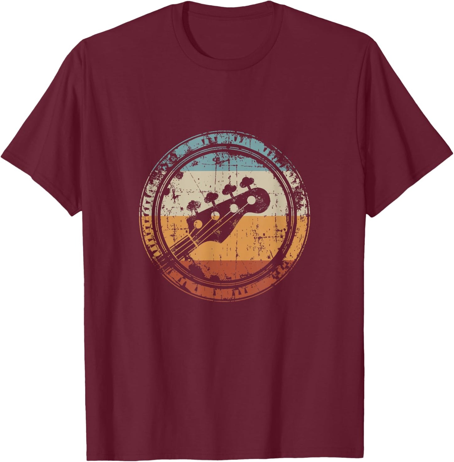 Vintage Bass Guitar Headstock for Bassist and Bass Player Small T-Shirt - T-Shirt | Maroon
