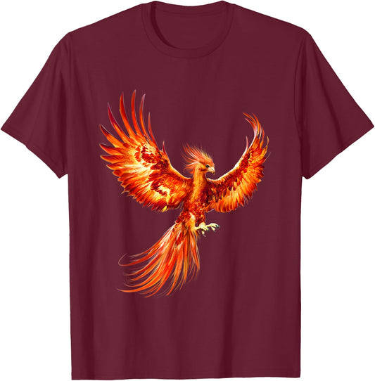 Rising Phoenix Fire Fenix Inspirational Fantasy Gift T-Shirt - T-Shirt | Maroon