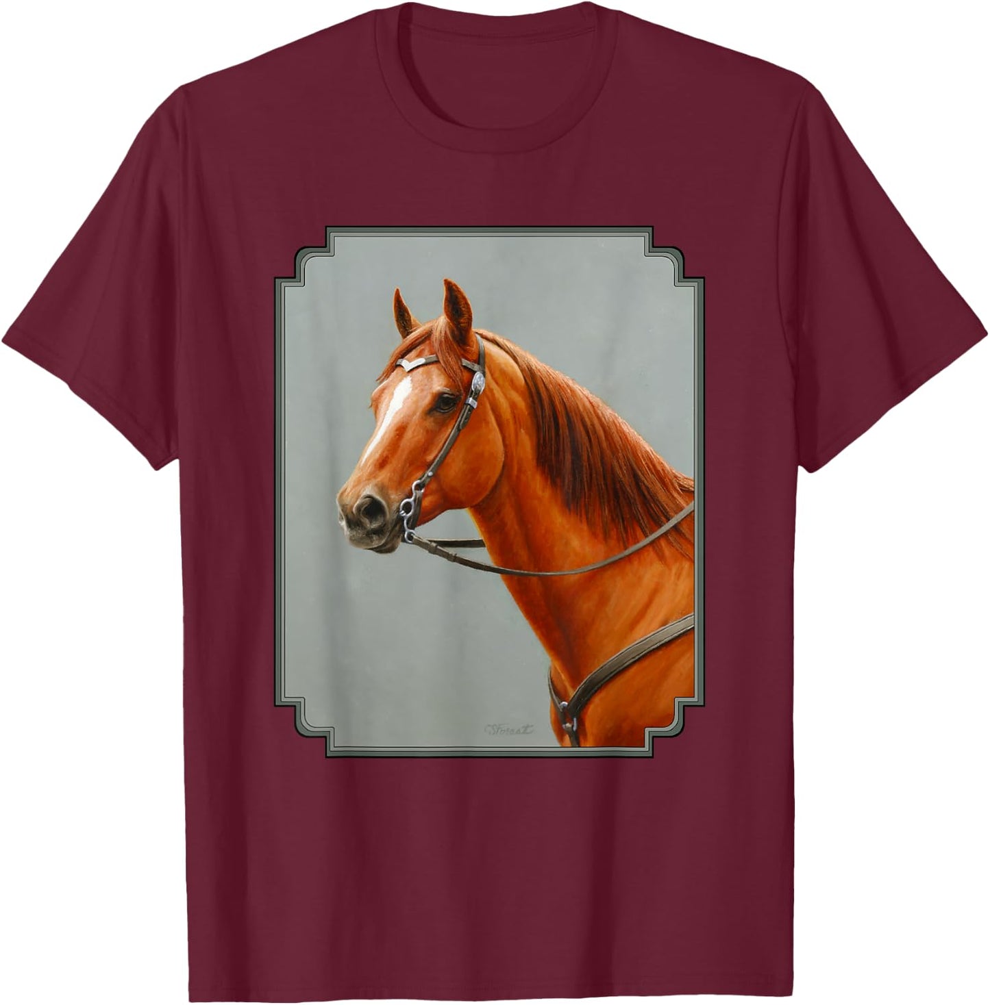 Beautiful Red Dun Chestnut Sorrel Western Quarter Horse T-Shirt - T-Shirt | Maroon