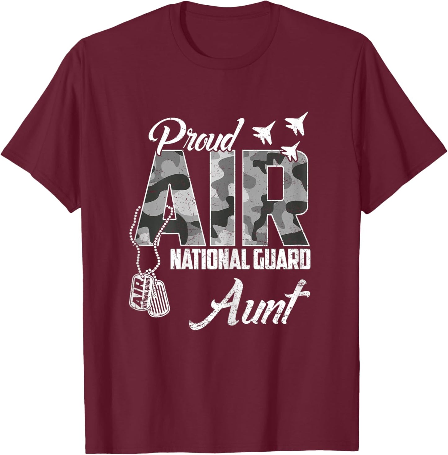 Proud Air National Guard Aunt US Camo Family Matching T-Shirt - T-Shirt | Maroon