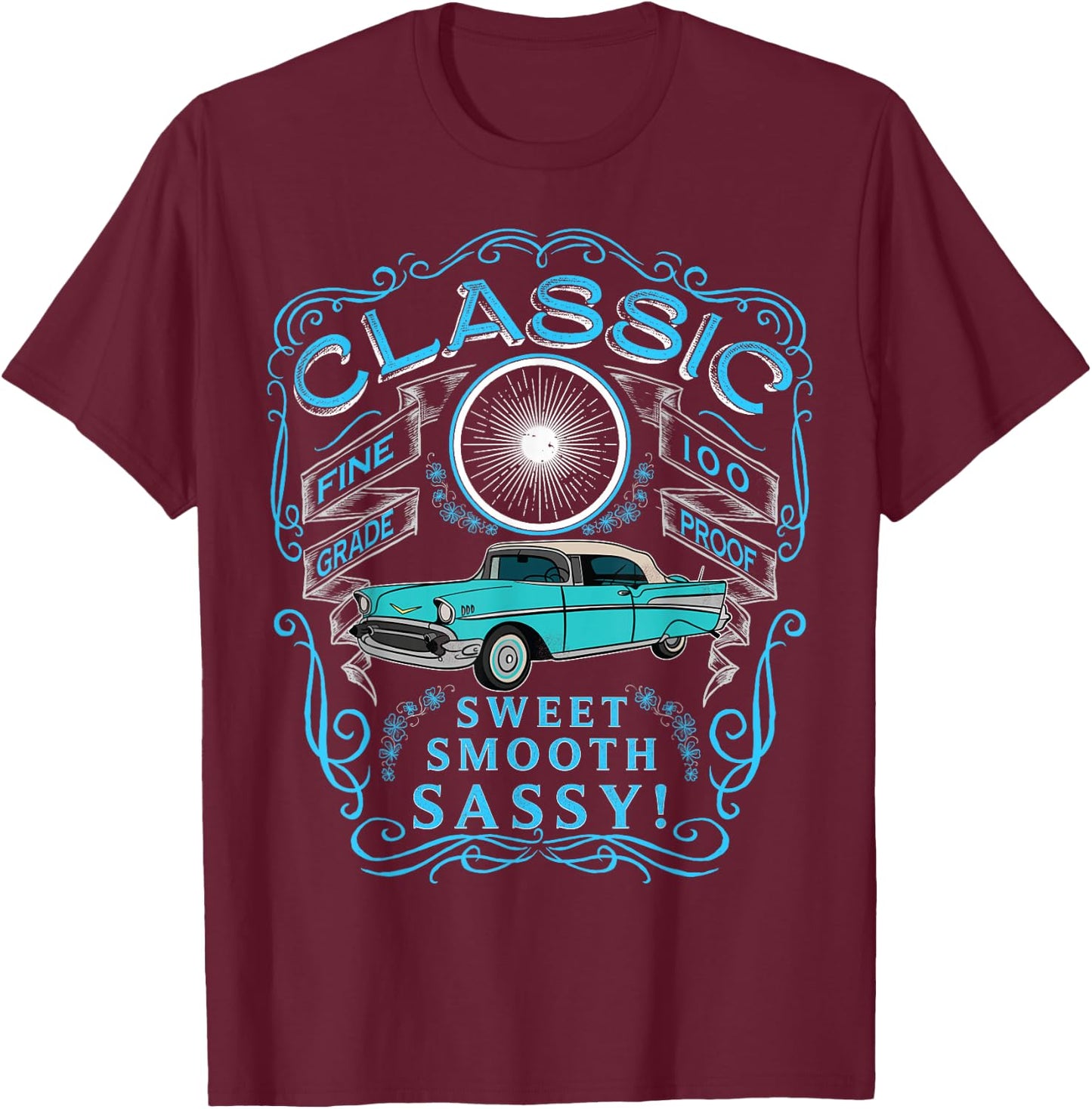 Classic Car Shirts , Women's Shirt with Car Gift T-Shirt - T-Shirt | Maroon