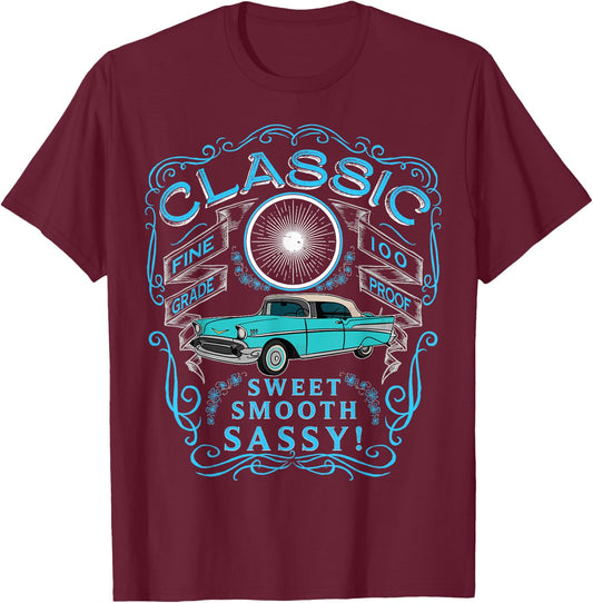 Classic Car Shirts , Women's Shirt with Car Gift T-Shirt - T-Shirt | Maroon