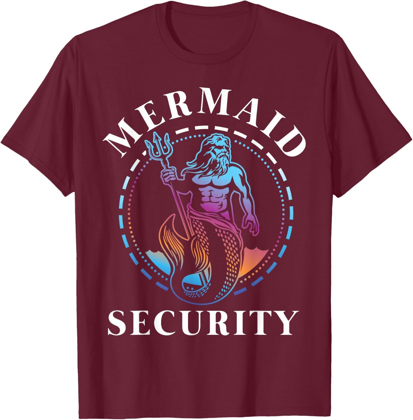 Mermaid Security Dad Brother Grandpa of Swimmer Gift T-Shirt - T-Shirt | Maroon