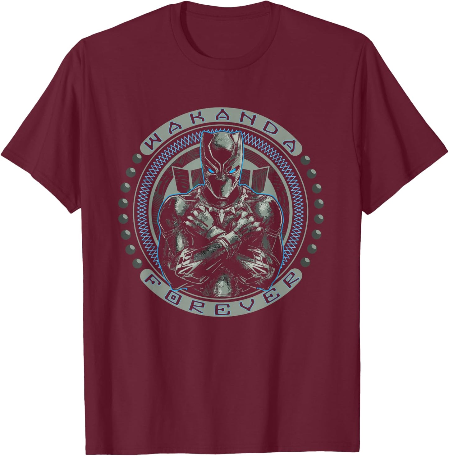 Marvel Black Panther T'Challa Wakanda Forever Black Small T-Shirt - T-Shirt | Maroon