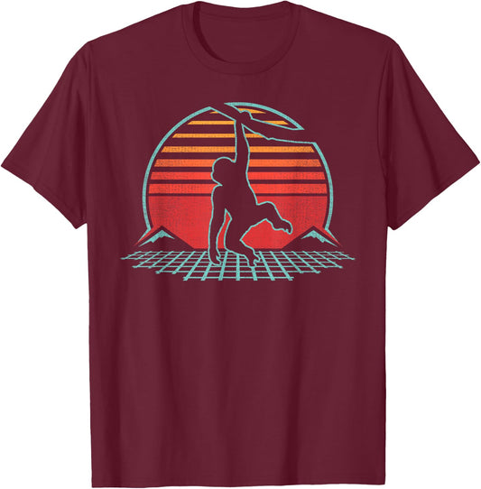 Monkey Lover Animal Retro Vintage 80s Style T-Shirt - T-Shirt | Maroon