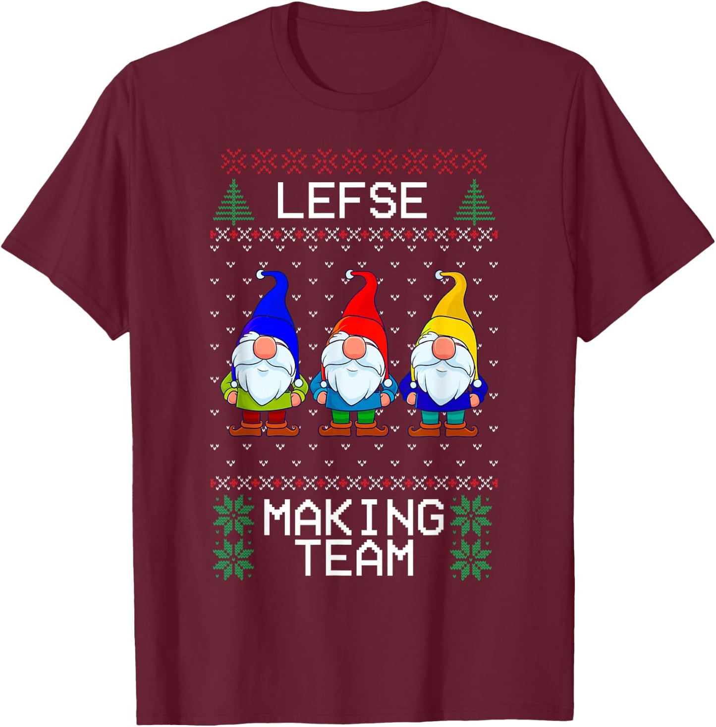 Lefse Making Team, Nordic Christmas Tomte Gnome Xmas Women T-Shirt - T-Shirt | Maroon