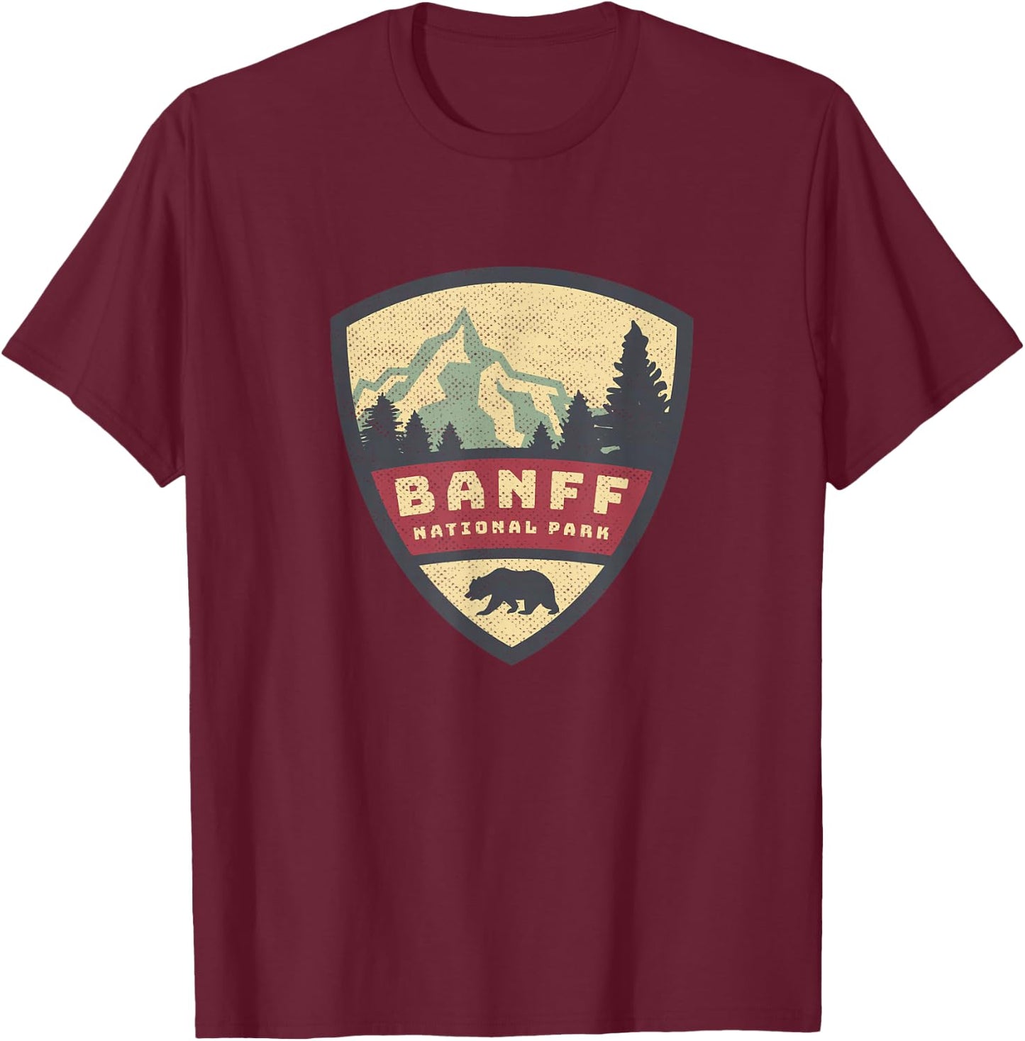 Vintage Retro Canadian Banff National Park Rustic Souvenirs T-Shirt - T-Shirt | Maroon