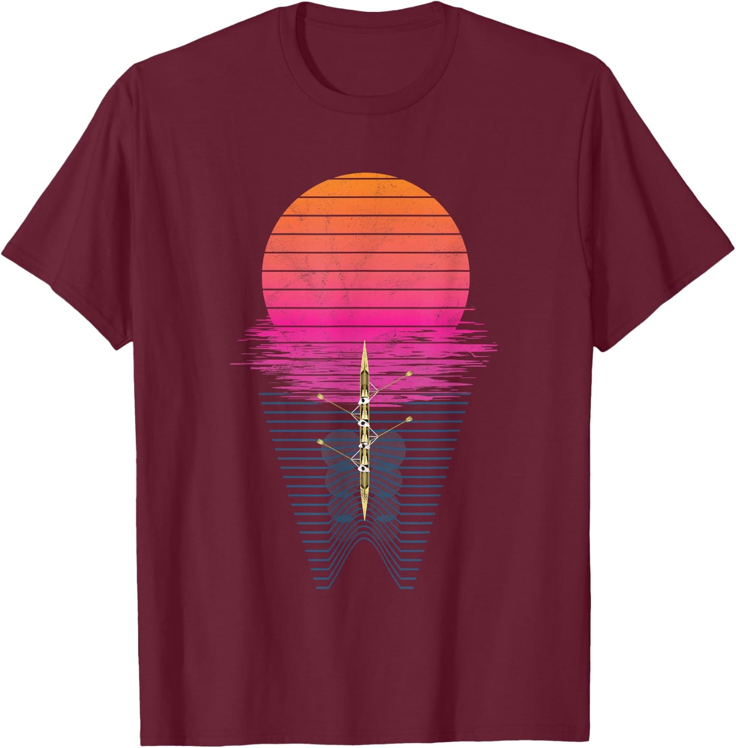 Vaporwave Athlete Rowing Crew Sunset Rower T-Shirt - T-Shirt | Maroon
