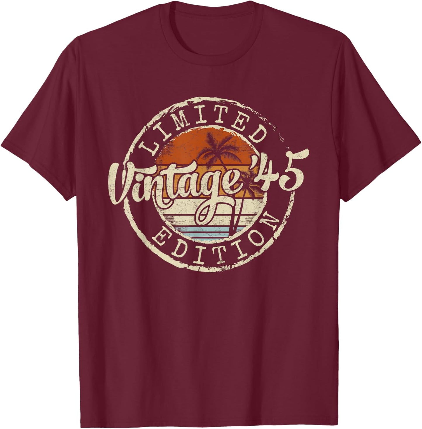 Vintage 1945 80th Birthday Gifts Women 80 Year Old T-Shirt - T-Shirt | Maroon