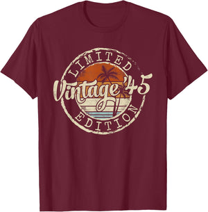 Vintage 1945 80th Birthday Gifts Women 80 Year Old T-Shirt - T-Shirt | Maroon