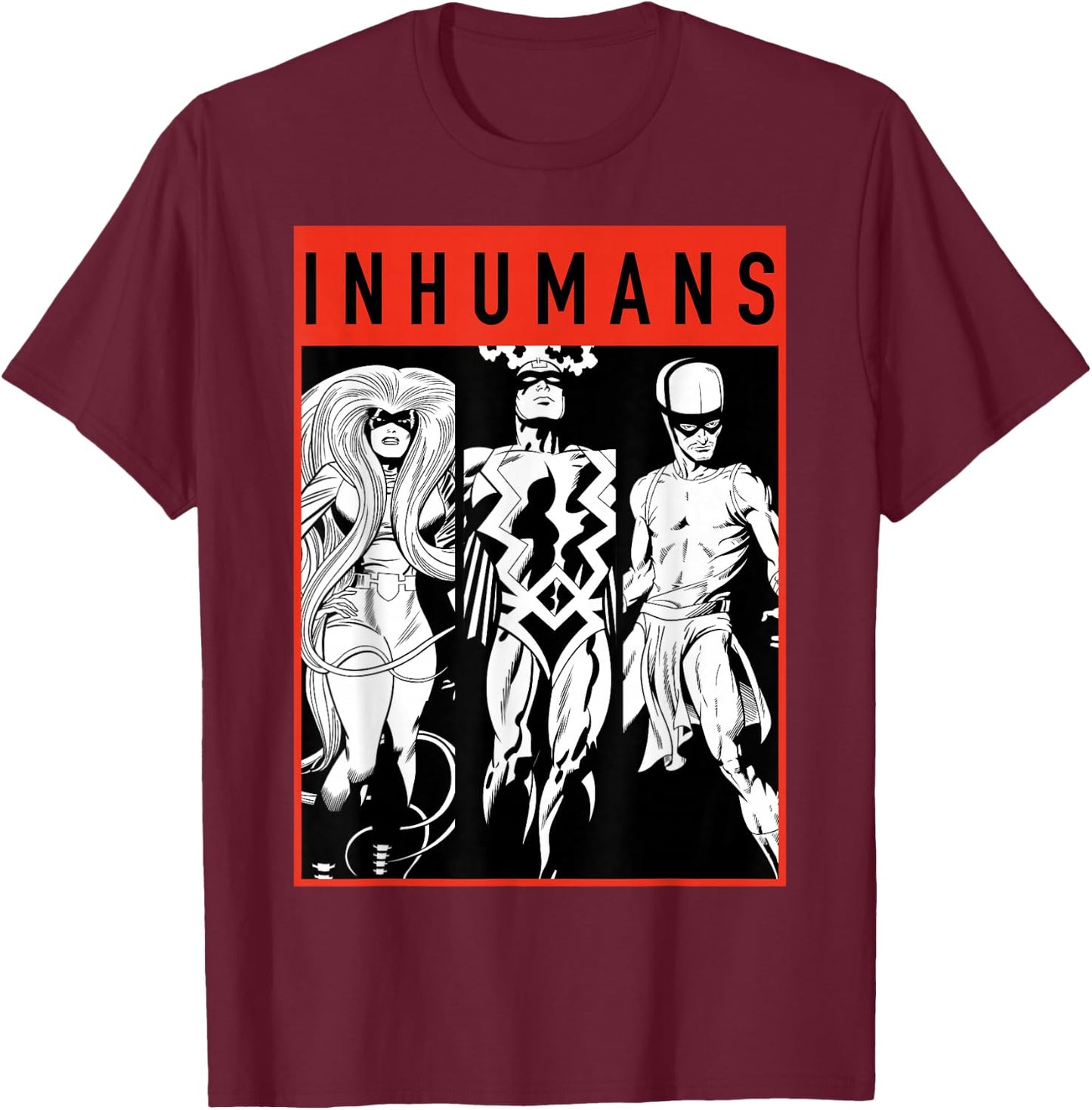 Marvel The Inhumans Black Bolt Karnak Medusa Graphic T-Shirt - T-Shirt | Maroon