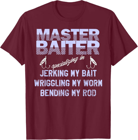 Master Baiter Funny Fishermans Skills List T-Shirt - T-Shirt | Maroon