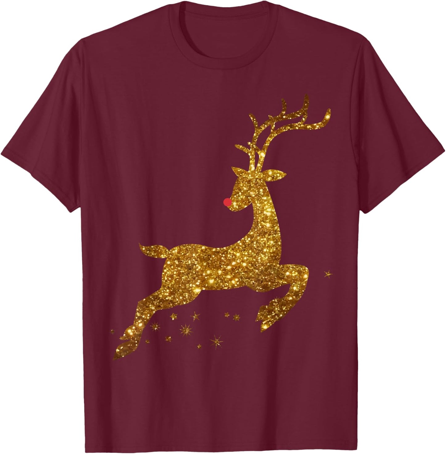 Christmas Reindeer Cute gold faux T-Shirt - T-Shirt | Maroon