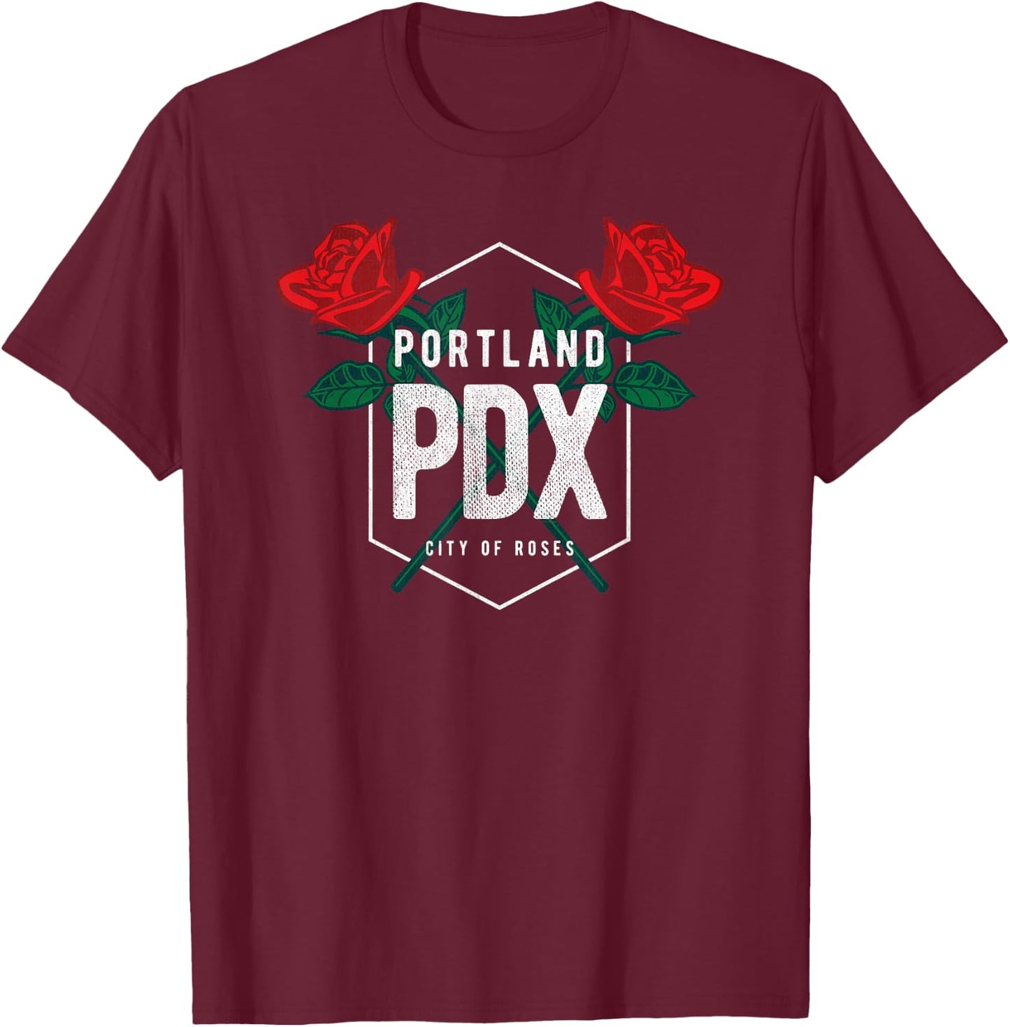 Portland Oregon Badge PDX Portland Squad Pacific Wonderland T-Shirt - T-Shirt | Maroon