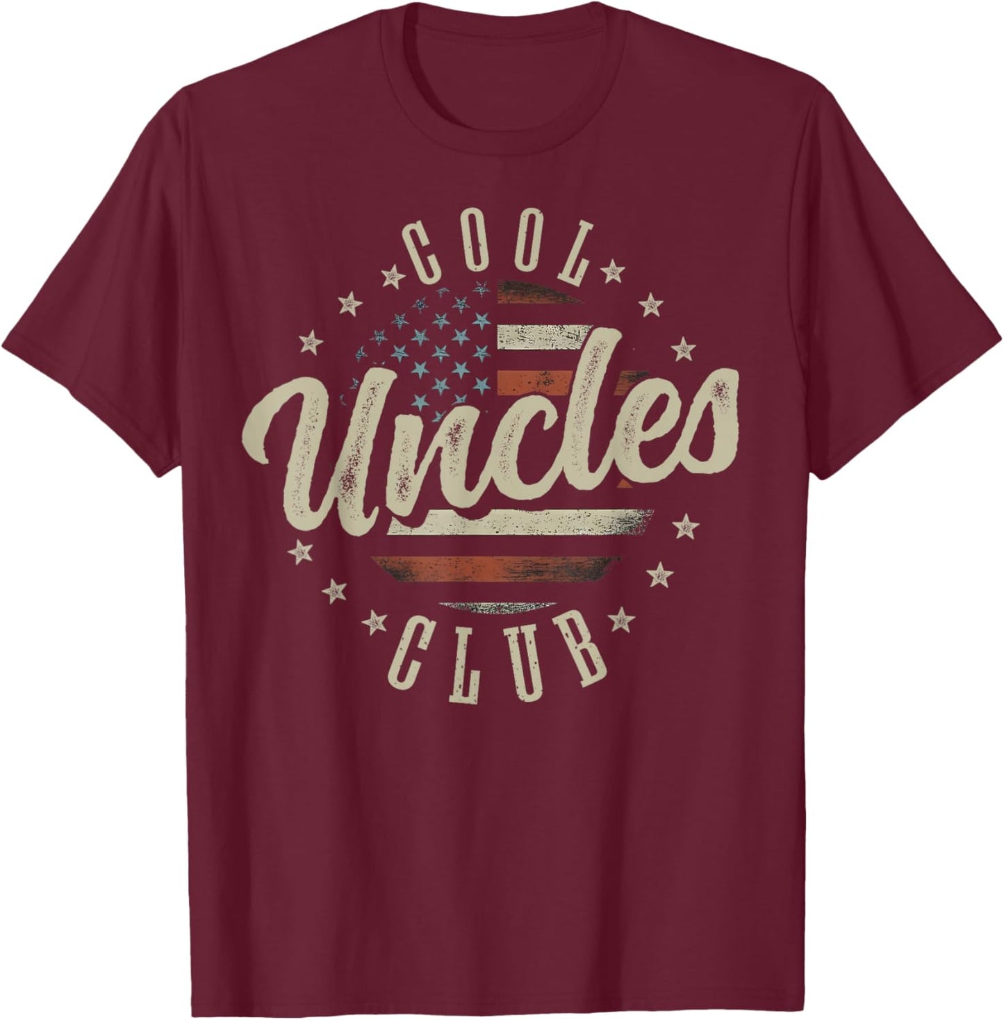 Patriotic Cool Uncles Club Funny Fathers Day American Flag T-Shirt - T-Shirt | Maroon