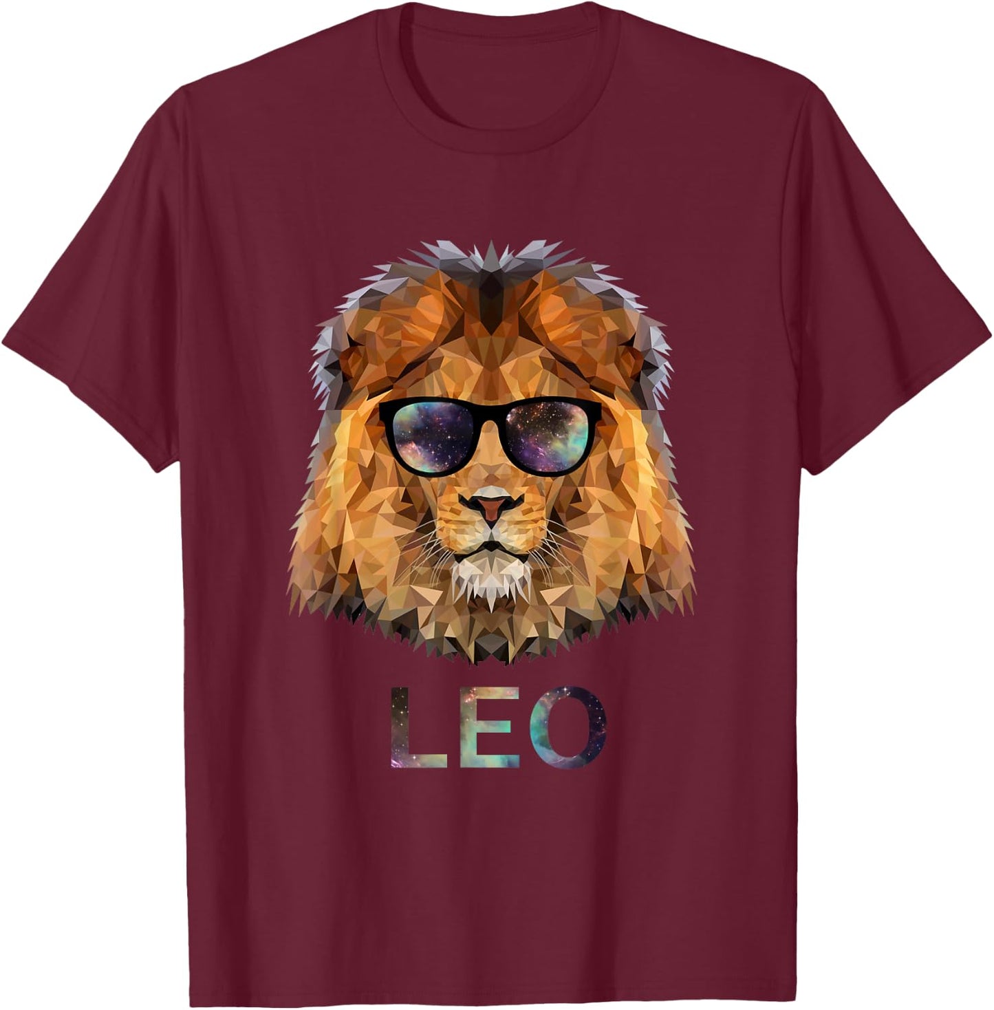 Leo Zodiac Lion With Cool Sunglasses Birthday T-Shirt - T-Shirt | Maroon