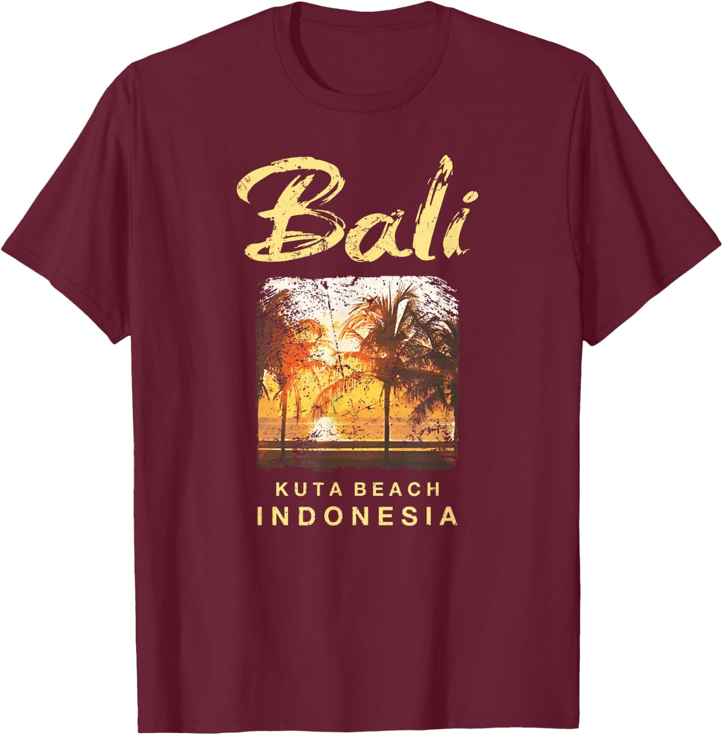 BALI Kuta Beach Indonesia Vintage Surfing T-Shirt - T-Shirt | Maroon