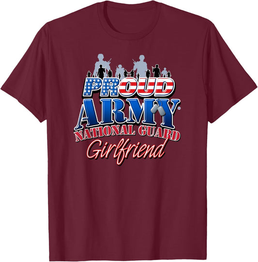 Proud Army National Guard Girlfriend US Dog Tag Shirt Women T-Shirt - T-Shirt | Maroon