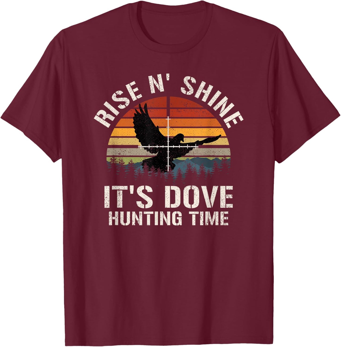 Vintage Sunset Dove Hunting Season T-Shirt - T-Shirt | Maroon