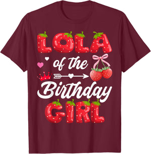 Lola of The Birthday Girl 1st Birthday Girl Strawberry T-Shirt - T-Shirt | Maroon