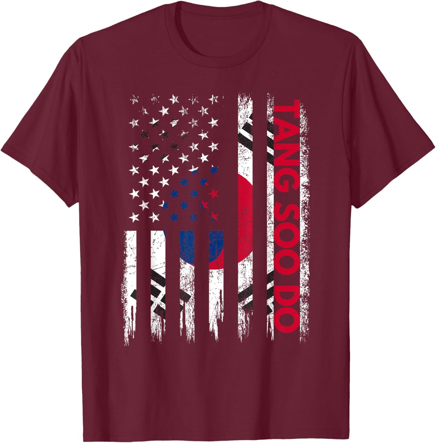 Tang Soo Do Karate Martial Arts Training Korean Flag T-Shirt - T-Shirt | Maroon