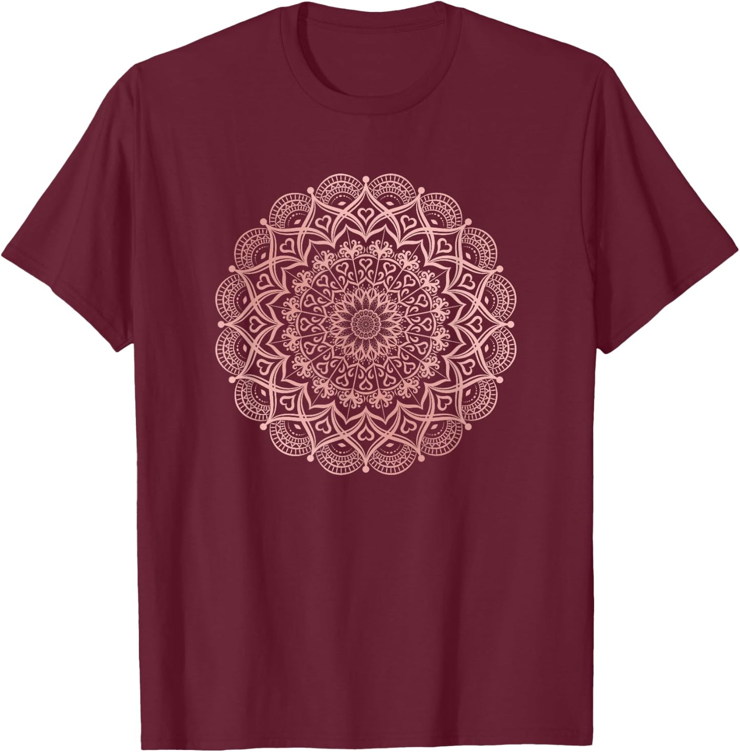 Soft Pink Boho Mandala and Men T-Shirt - T-Shirt | Maroon