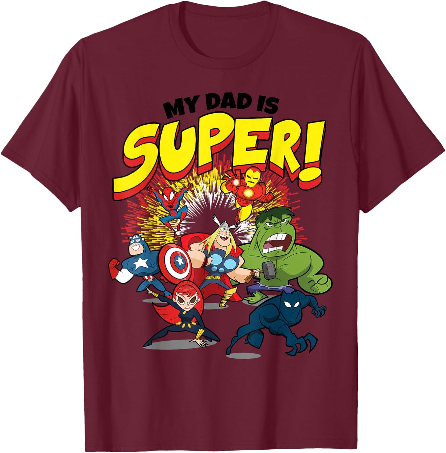 Marvel Father's Day My Dad Is Super Avengers Breakthrough T-Shirt - T-Shirt | Maroon