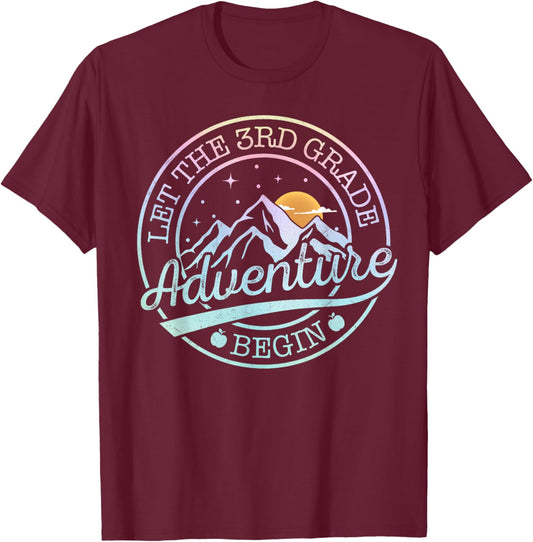 3rd Grade Teacher Shirt Boys Let 3rd Grade Adventure Begin T-Shirt - T-Shirt | Maroon