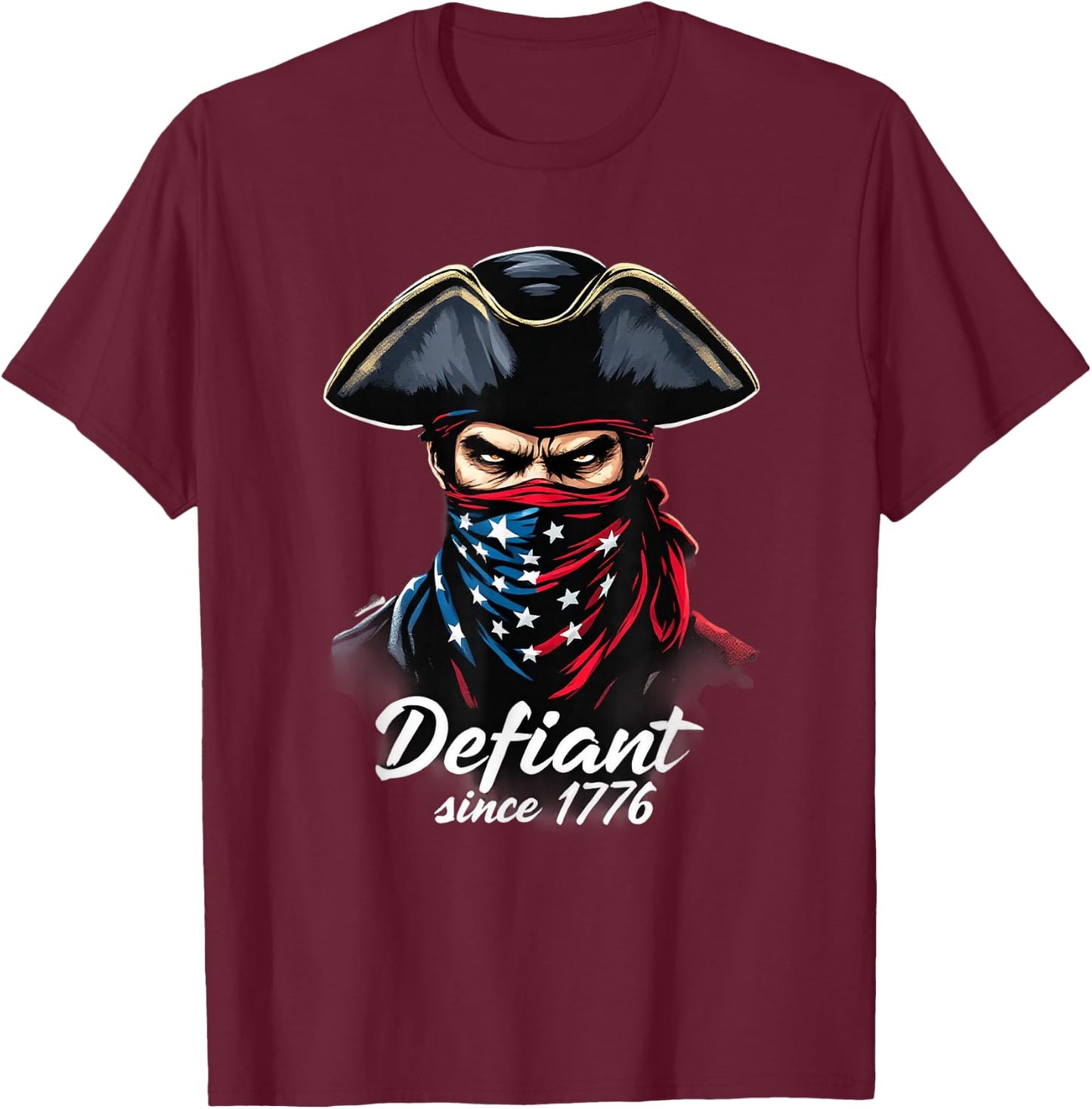 Defiant Since 1776 Retro Patriotic Independence T-Shirt - T-Shirt | Maroon