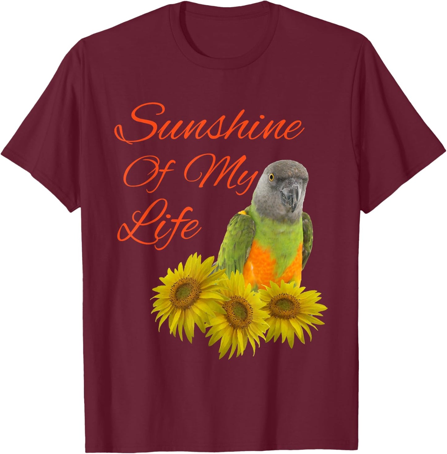 Senegal Parrot Sunshine Sunflower Men Women Girls Kids T-Shirt - T-Shirt | Maroon