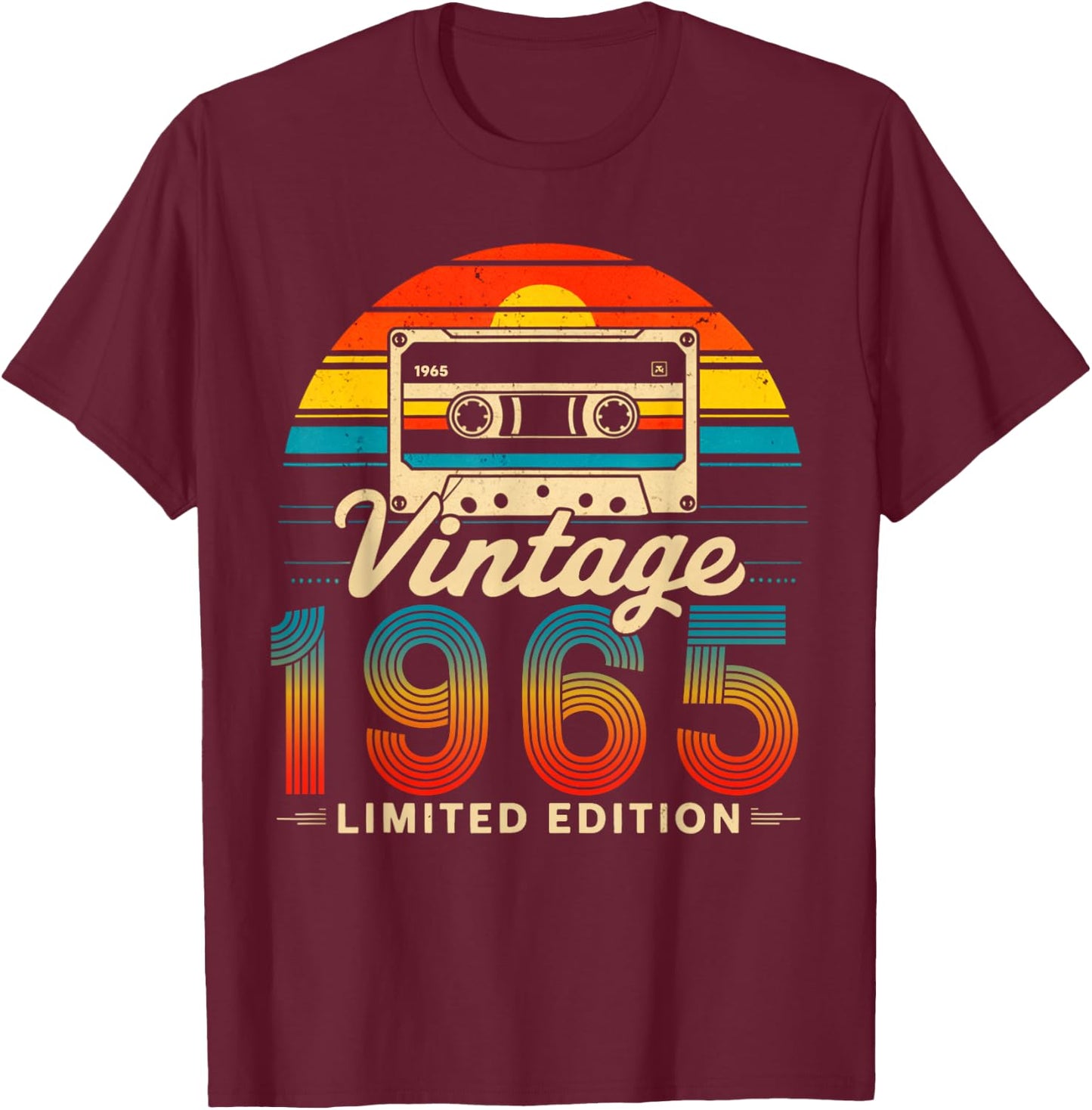 60 Years Old Gifts Vintage Born In 1965 Retro 60th Birthday T-Shirt - T-Shirt | Maroon