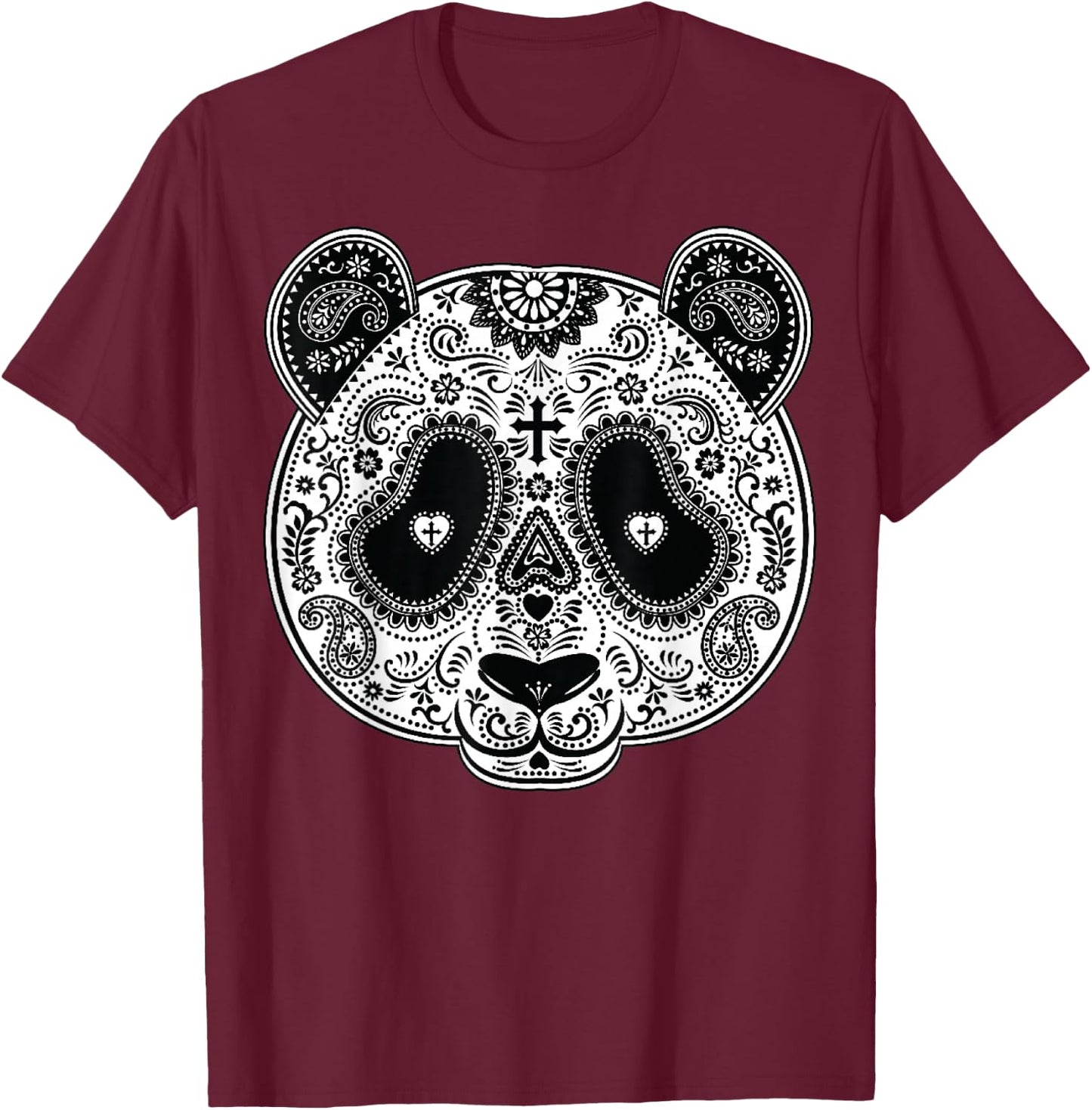 Sugar Skull Gifts Panda T-Shirt - T-Shirt | Maroon