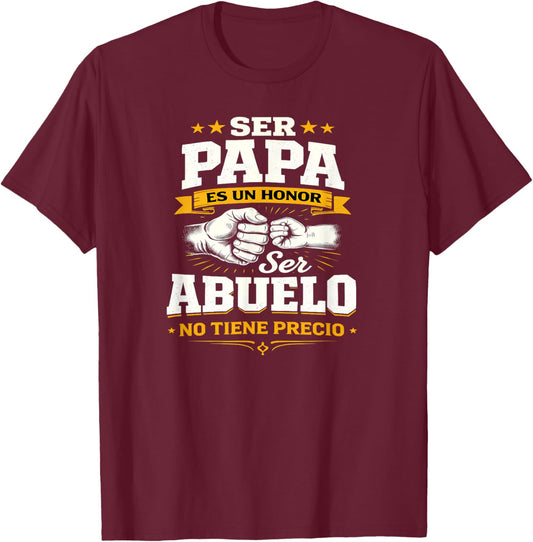 Spanish Papa Abuelo Father Grandfather Family Team Design T-Shirt - T-Shirt | Maroon