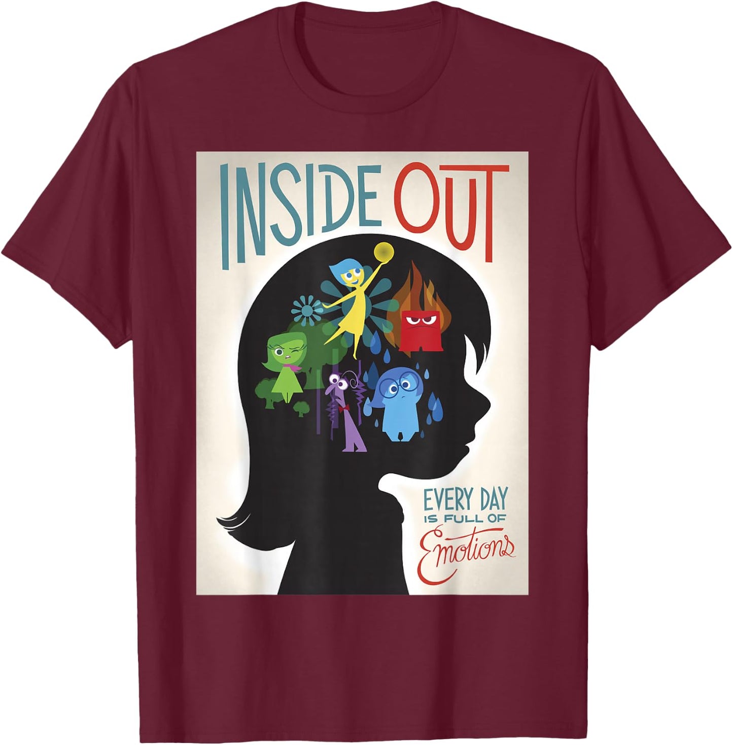 Disney Pixar Inside Out Silhouette Movie Poster T-Shirt - T-Shirt | Maroon
