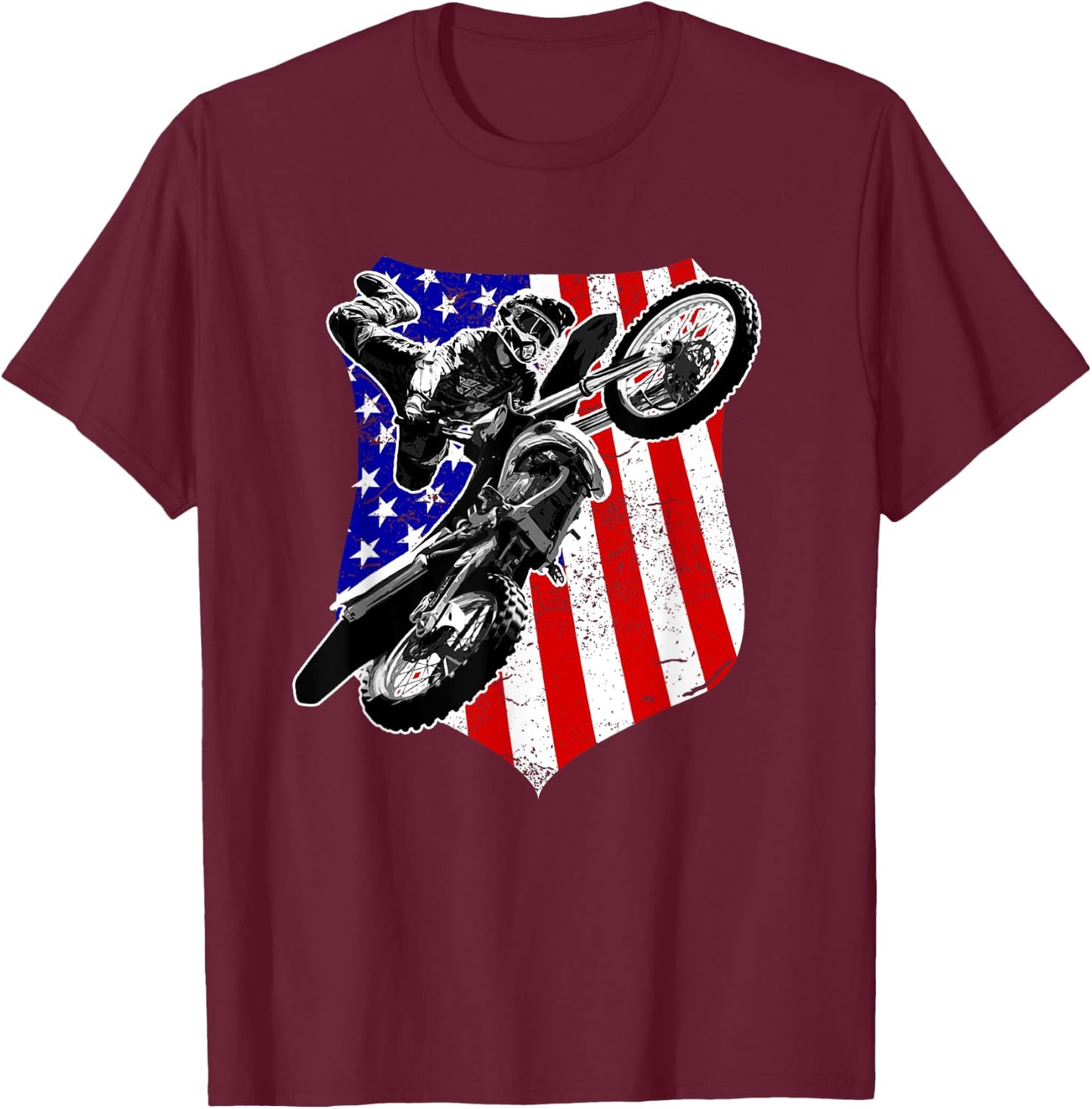 Dirt Bike Motocross 4th of July T-Shirt - T-Shirt | Maroon