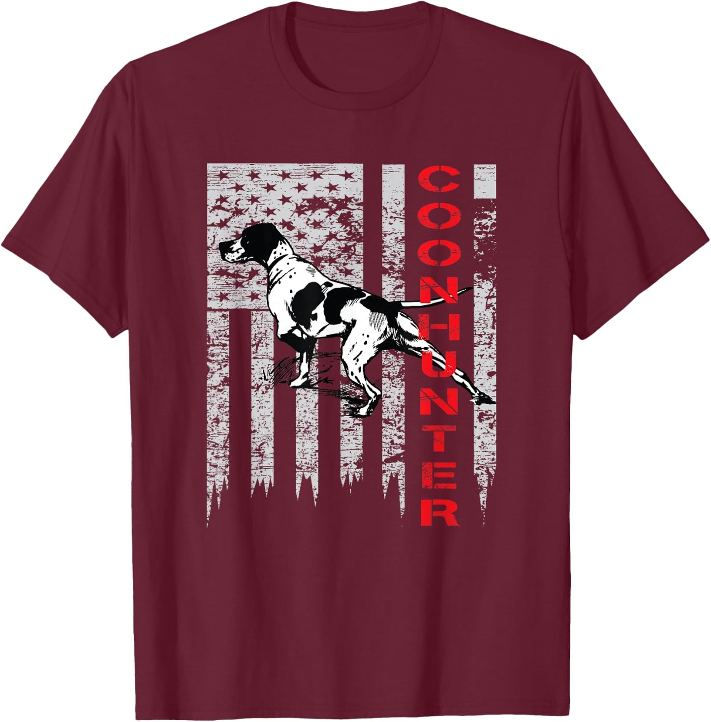 Distressed USA Flag Shirt for Coon Hunters T-Shirt - T-Shirt | Maroon