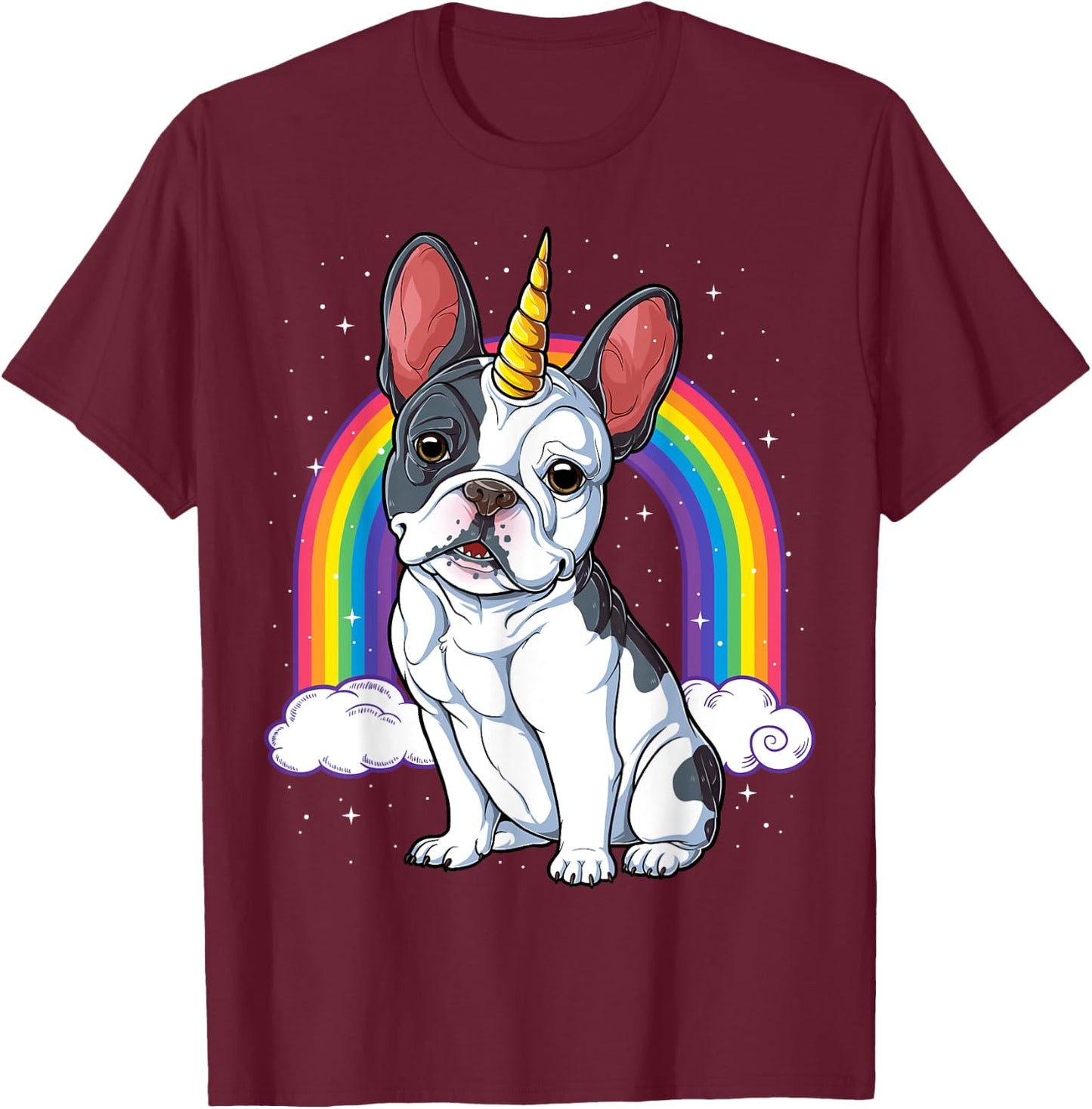 French Bulldog Unicorn Shirt Girls Space Galaxy Frenchicorn T-Shirt - T-Shirt | Maroon