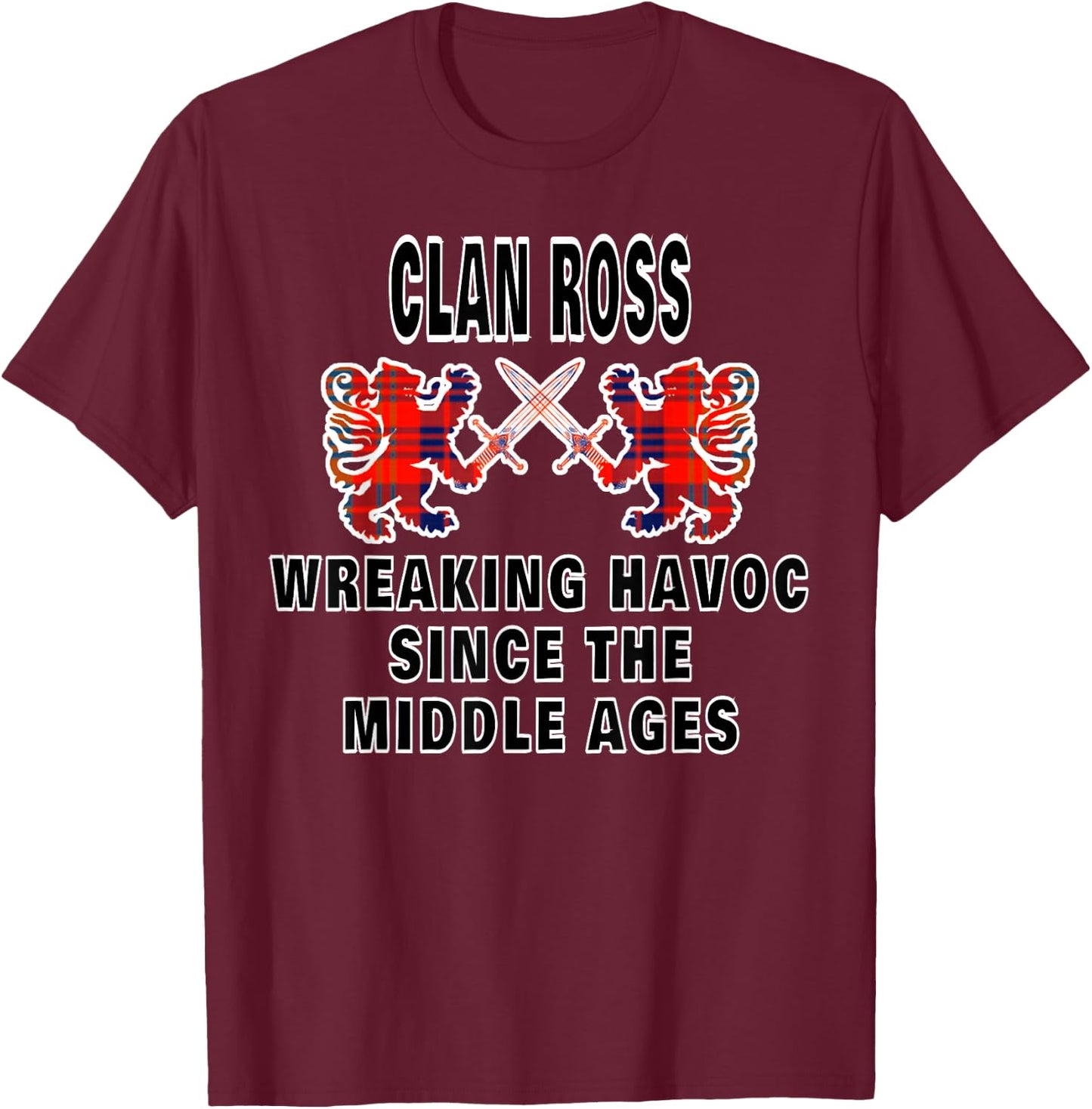 Ross Scottish Tartan Scotland Family Clan Name T-Shirt - T-Shirt | Maroon